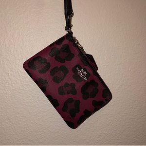 coach magenta cheetah print wristlet
